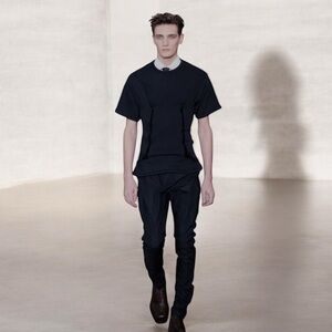 NWT Raf Simons |  from the 2010 runway collection Black Tee with Velcro accents